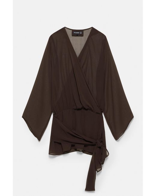 Robe Cache-Cœur Drapée Pull&Bear en coloris Black