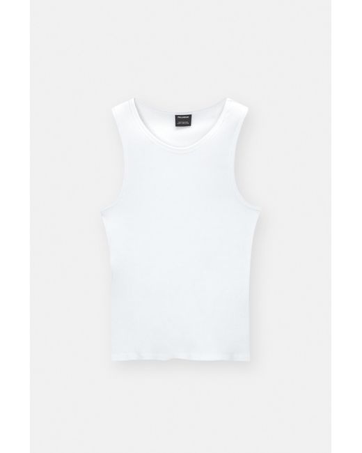 Pull&Bear White Ribbed Tank Top for men