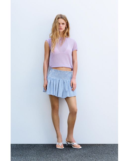 Minijupe Rayée Lin Pull&Bear en coloris Blue
