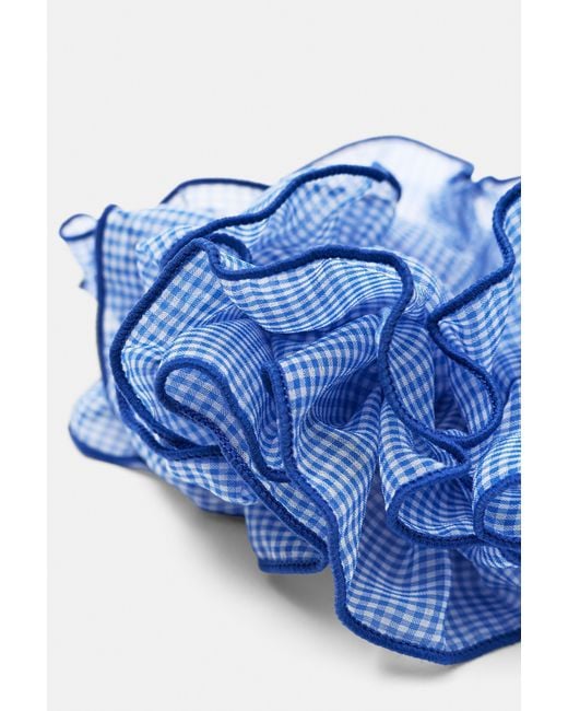 Pull&Bear Blue Gingham Check Scrunchie