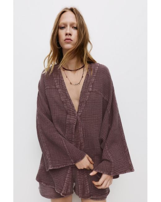 Pull&Bear Brown Creased-Effect Blouse