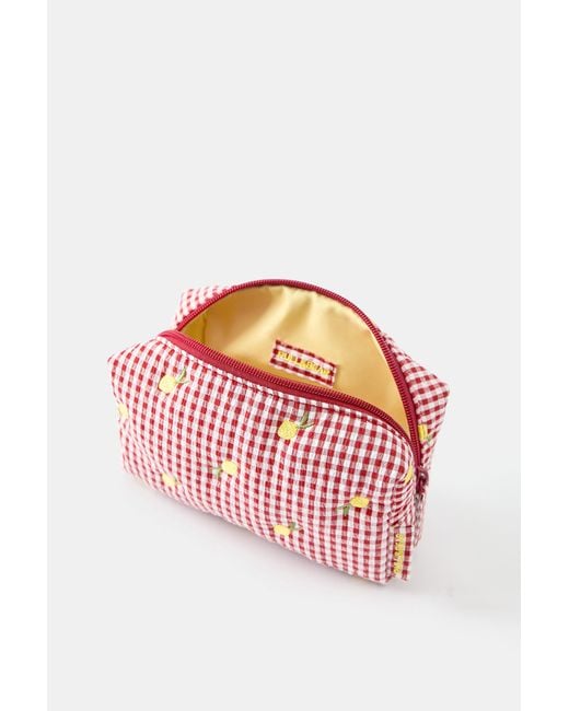 Pull&Bear Red Gingham Fruit Wash Bag