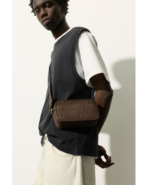 Pull&Bear Brown Stwd Embossed Crossbody Bag for men