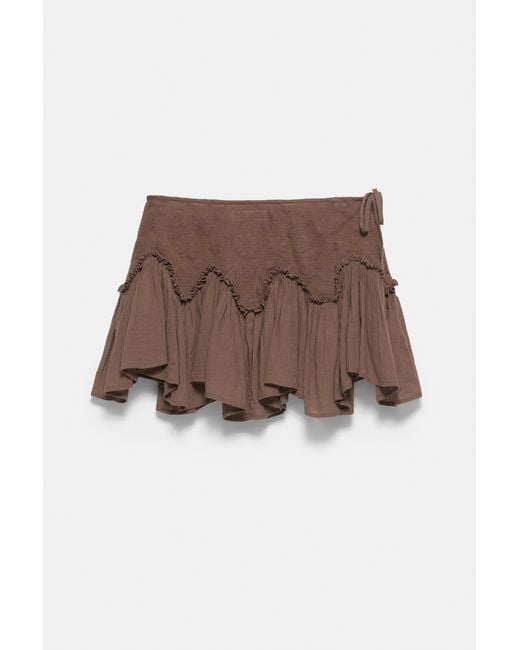 Pull&Bear Green Ruffled Mini Skirt
