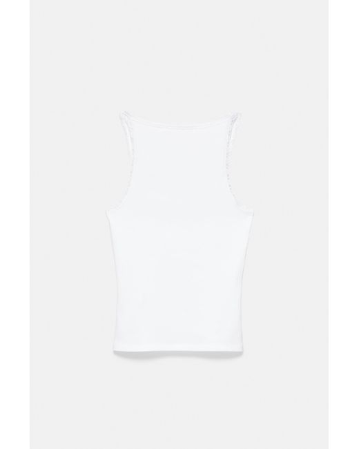 Canotta Con Pizzo di Pull&Bear in White