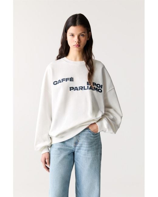 Pull&Bear Blue Bialetti Caffe E Poi Parliamo Sweatshirt