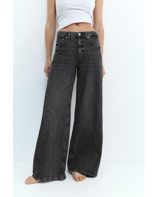 Pull&Bear Blue Low-Rise Wide-Leg Jeans