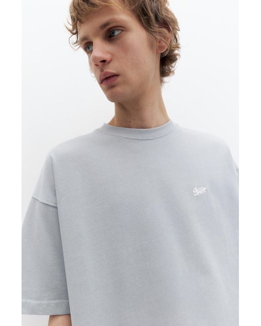 Pull&Bear Gray Stwd Logo Boxy T-Shirt for men