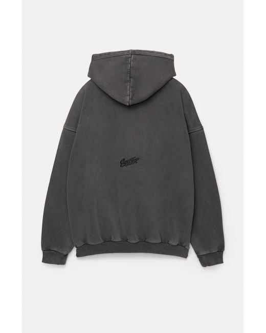 Sweat À Capuche Lavé Stwd Pull&Bear pour homme en coloris Gray