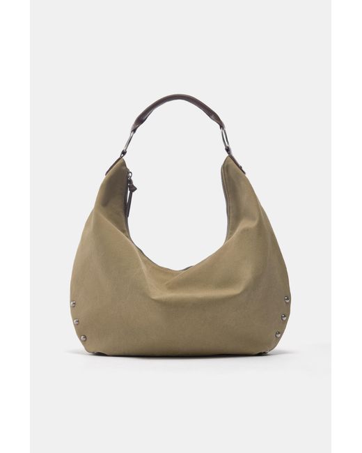 Pull&Bear Natural Ring Stud Tote Bag