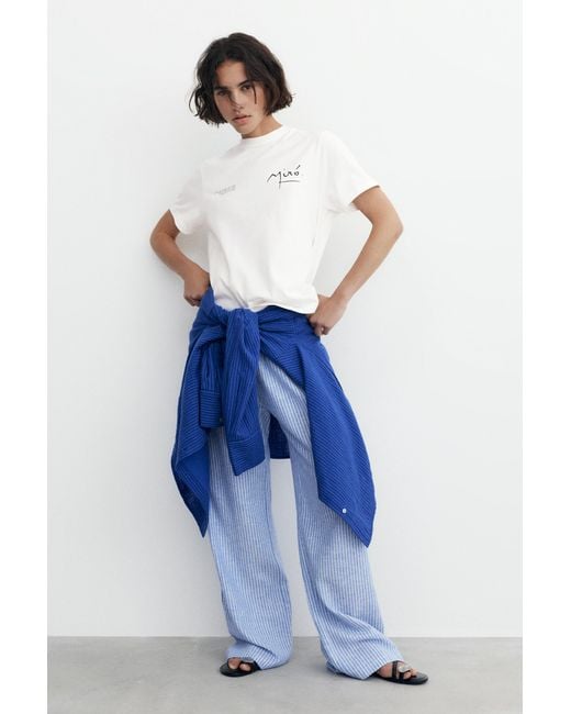 Pull&Bear White Miró Short Sleeve T-Shirt