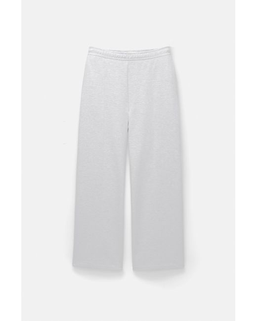 Pull&Bear White Wide-Leg Seam Detail Sweatpants