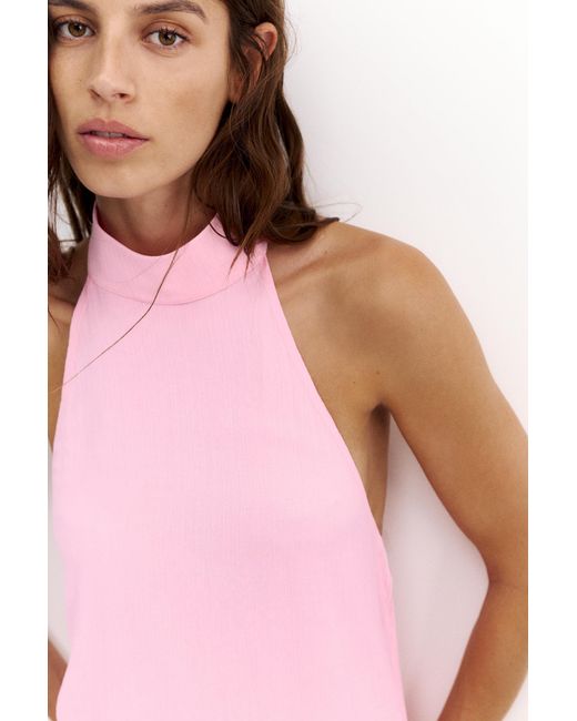 Pull&Bear Pink Flowing Halter Top