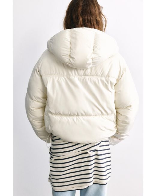 Pull&Bear White Kurze Pufferjacke
