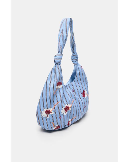 Borsa Shopper A Righe Floreali di Pull&Bear in White