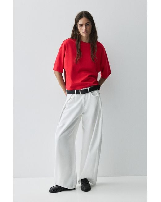 Pull&Bear Red Boxy Fit Short Sleeve T-Shirt