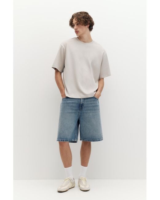 Pull&Bear Gray Boxy Interlock T-Shirt for men