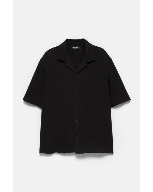 Camicia Maniche Corte Bambula di Pull&Bear in Black da Uomo