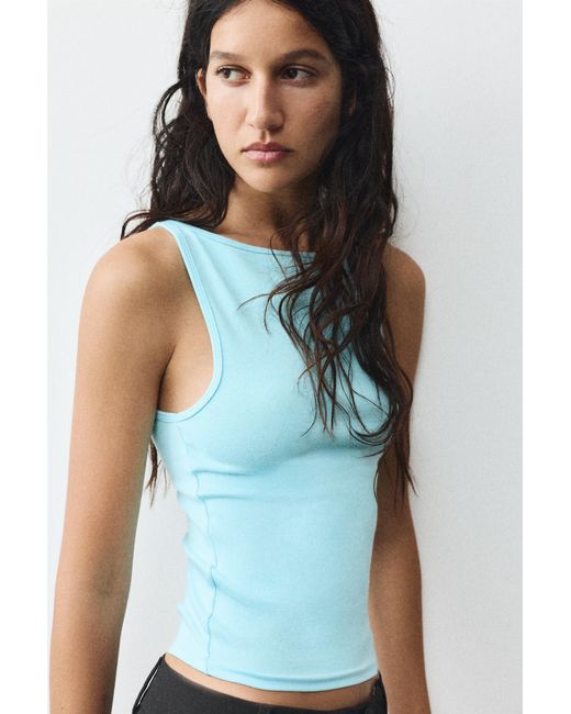Pull&Bear Tanktop Met Boothals in het Blue