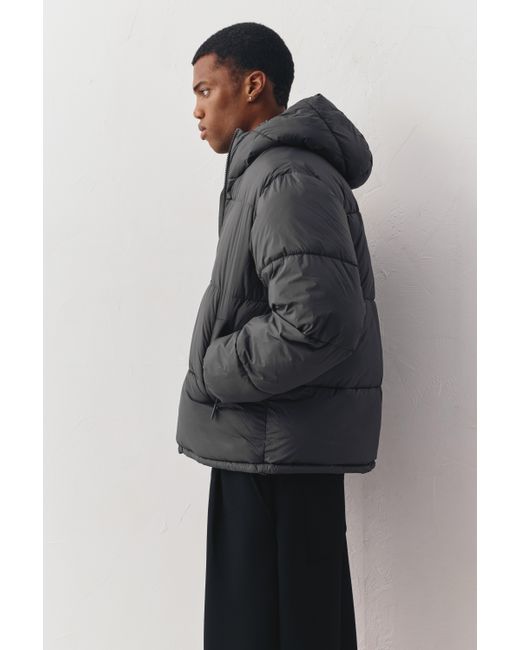 Pull&Bear Gray Padded Jacket With Hood for men
