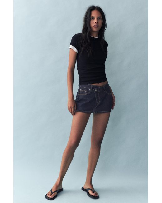 Pull&Bear Red Crossover Waist Denim Skort