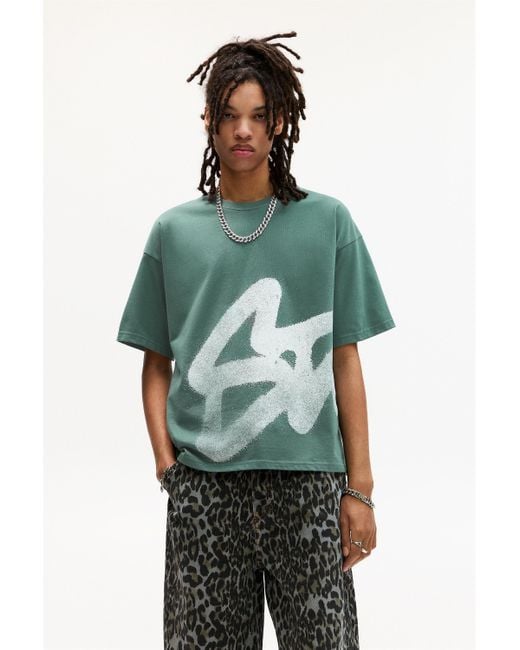 Pull&Bear Green Short Sleeve T-Shirt With Stwd Graphic for men