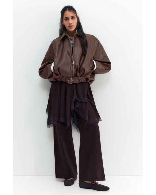 Pull&Bear Black Leather Effect Balloon Jacket