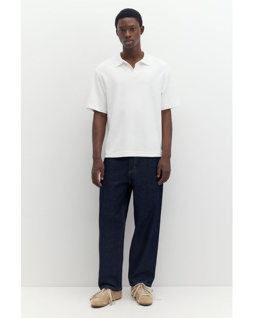 Pull&Bear White Short Sleeve Interlock Polo Shirt for men