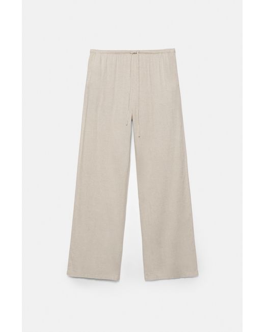 Pull&Bear Soepelvallende Broek Met Linnen in het Multicolor