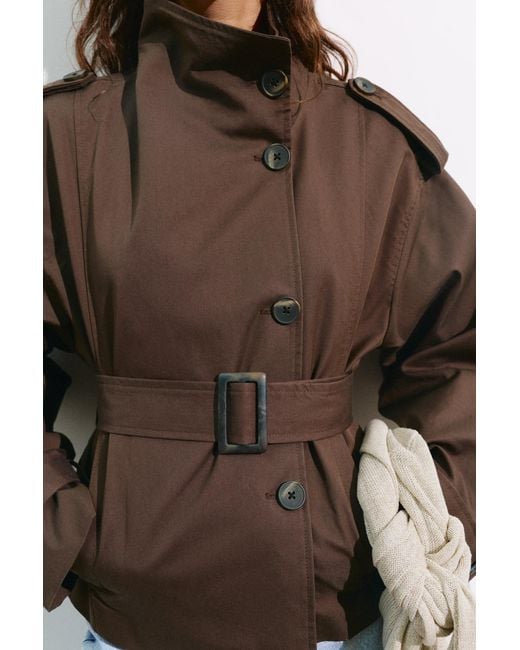 Pull&Bear Brown Short Belted Trench Coat