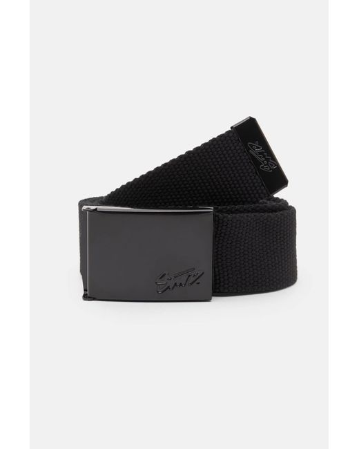 Pull&Bear Black Fabric Belt With Stwd Buckle for men