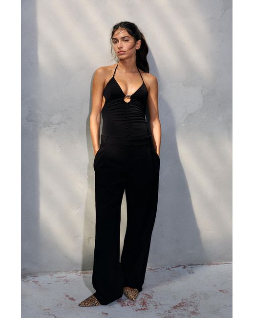 Pull&Bear Blue Gathered Halter Bodysuit