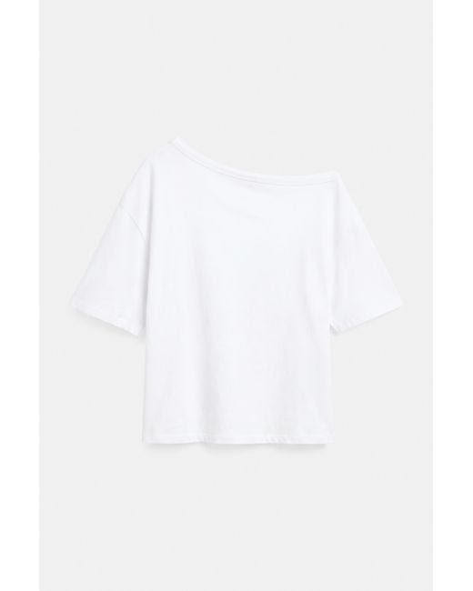 Pull&Bear Gray Asymmetric Short Sleeve T-Shirt