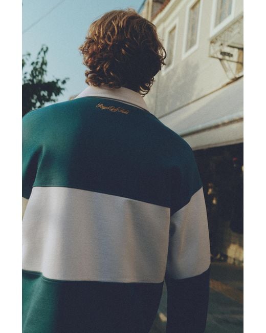 Pull&Bear Gray Newport Sport Club Long Sleeve Polo Shirt for men