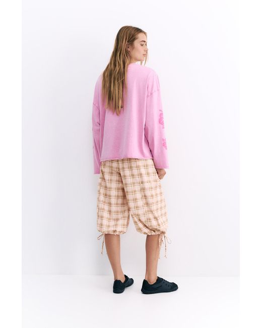 Pull&Bear Pink Pleasures X Stwd Check Cargo Bermuda Shorts