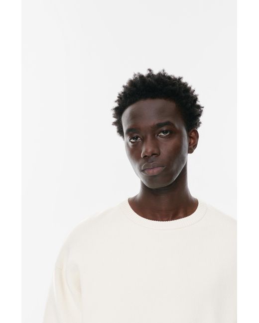 Pull&Bear White Soft Knit Jumper for men