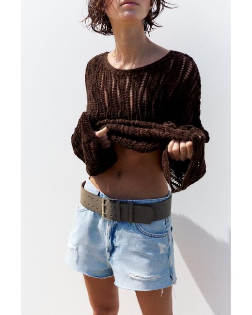 Pull&Bear White Wide Faux Suede Belt