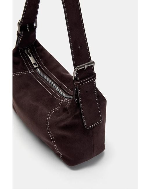 Pull&Bear White Schultertasche Mit Nähten