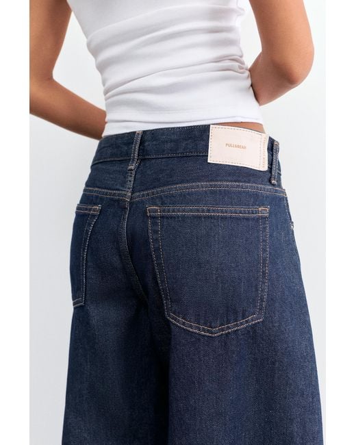 Pull&Bear Blue Low-Rise Barrel Jeans