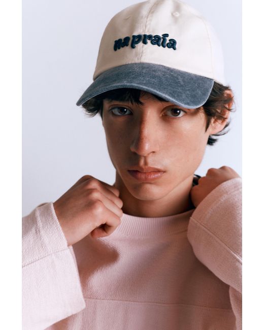 Pull&Bear Blue Embroidered Cap for men