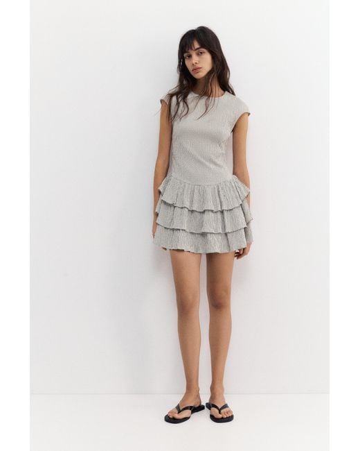 Pull&Bear Multicolor Short Checked Dress With Ruffled Hem