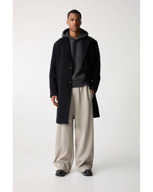 Pull&Bear Black Wool Blend Coat for men