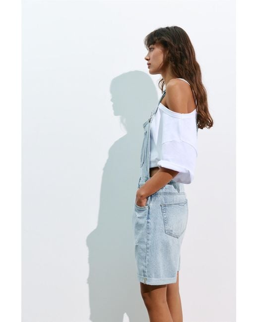 Pull&Bear Blue Short Denim Dungarees