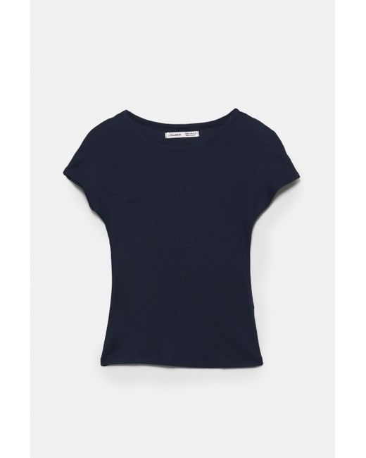 Pull&Bear Blue Fitted Short Sleeve T-Shirt