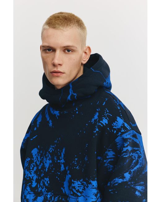 Pull&Bear Blue Stranger Things Tie-Dye Hoodie for men