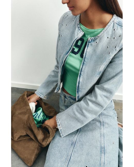 Veste Denim Œillets Pull&Bear en coloris Blue