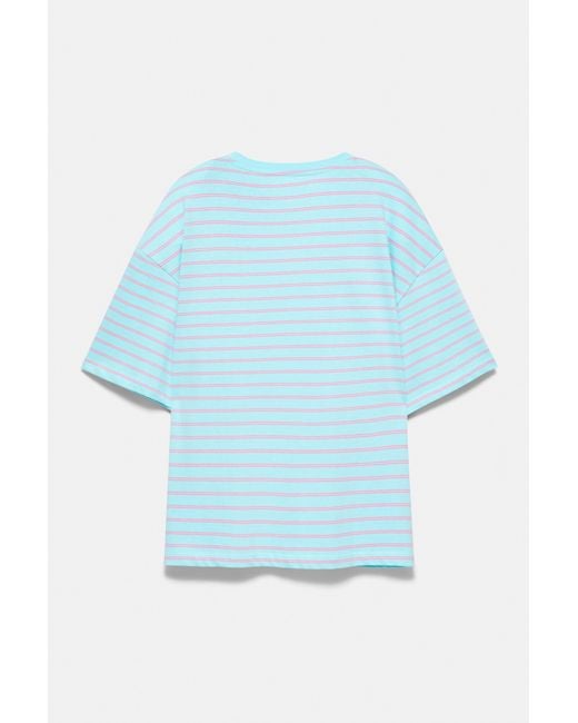 Pull&Bear Blue Oversize Short Sleeve T-Shirt