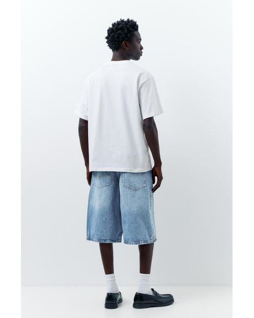 Pull&Bear Blue Stwd Super Baggy Jorts for men