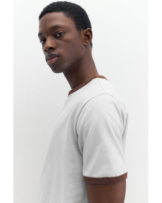 Pull&Bear Gray Contrast Trim T-Shirt for men