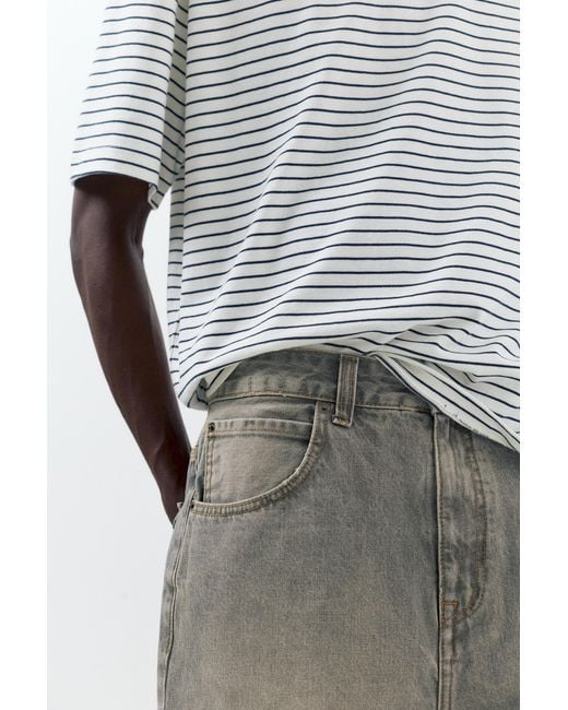 Pull&Bear White Baggy Relaxed Fit Denim Bermuda Shorts for men